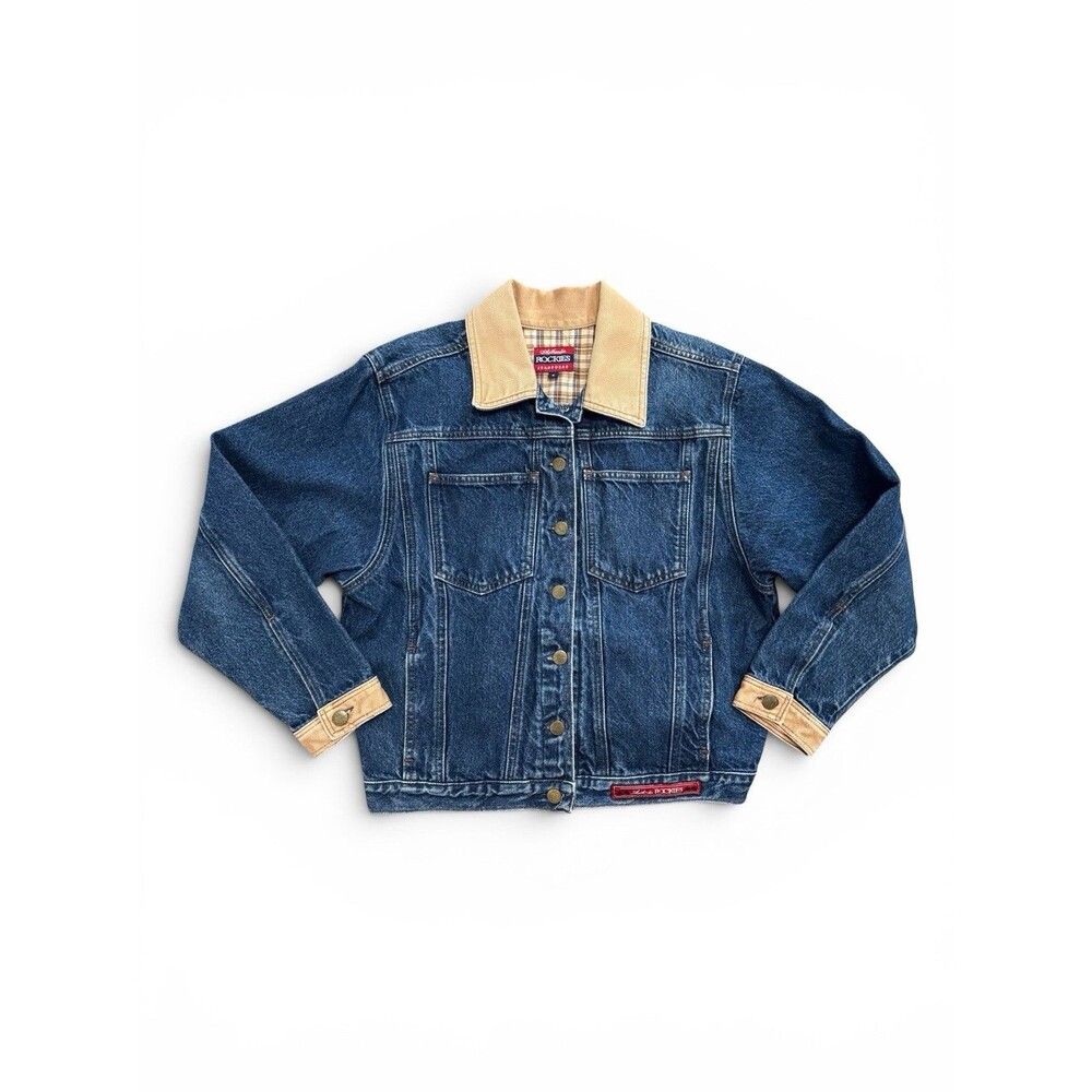 VTG Authentic Rockies Denim Trucker Jacket Contrast Collar & Cuffs Size S